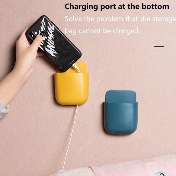 Self-Adhesive White Remote Control Storage Box, Phone Charging Station Self-Adhesive White Remote Control Storage Box, Phone Charging Station